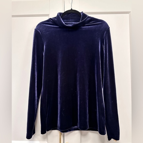 Talbots Tops - Talbots midnight blue stretch velvet turtle neck NWOT